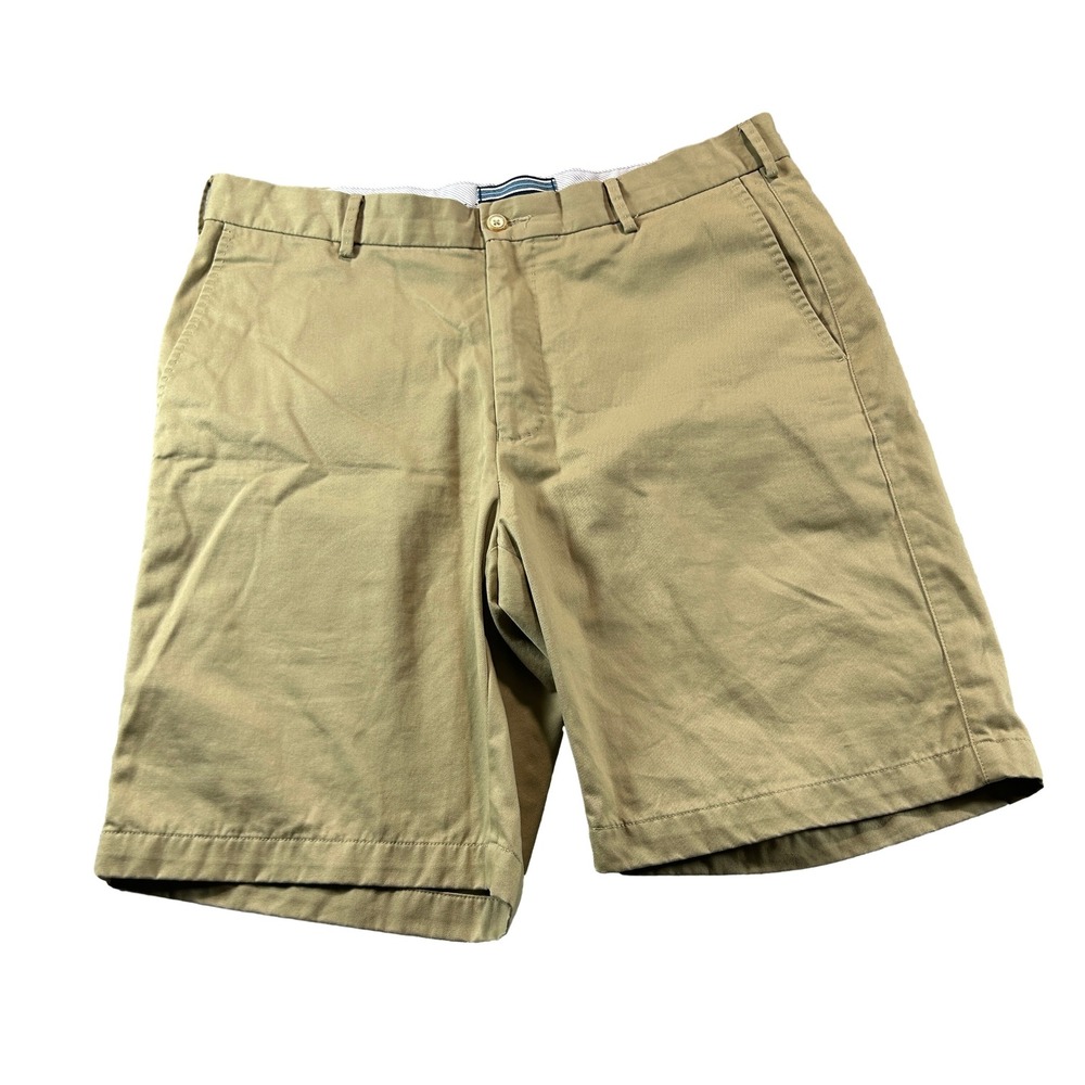 Peter Millar Chino Shorts Mens 35 Khaki Tan Classic Flat Front Cotton MCOB31